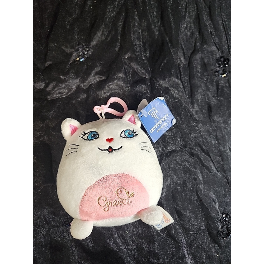 Aegeanart used w/tags plush Cat 3.5" clip on stuffed animal squishy, Greece